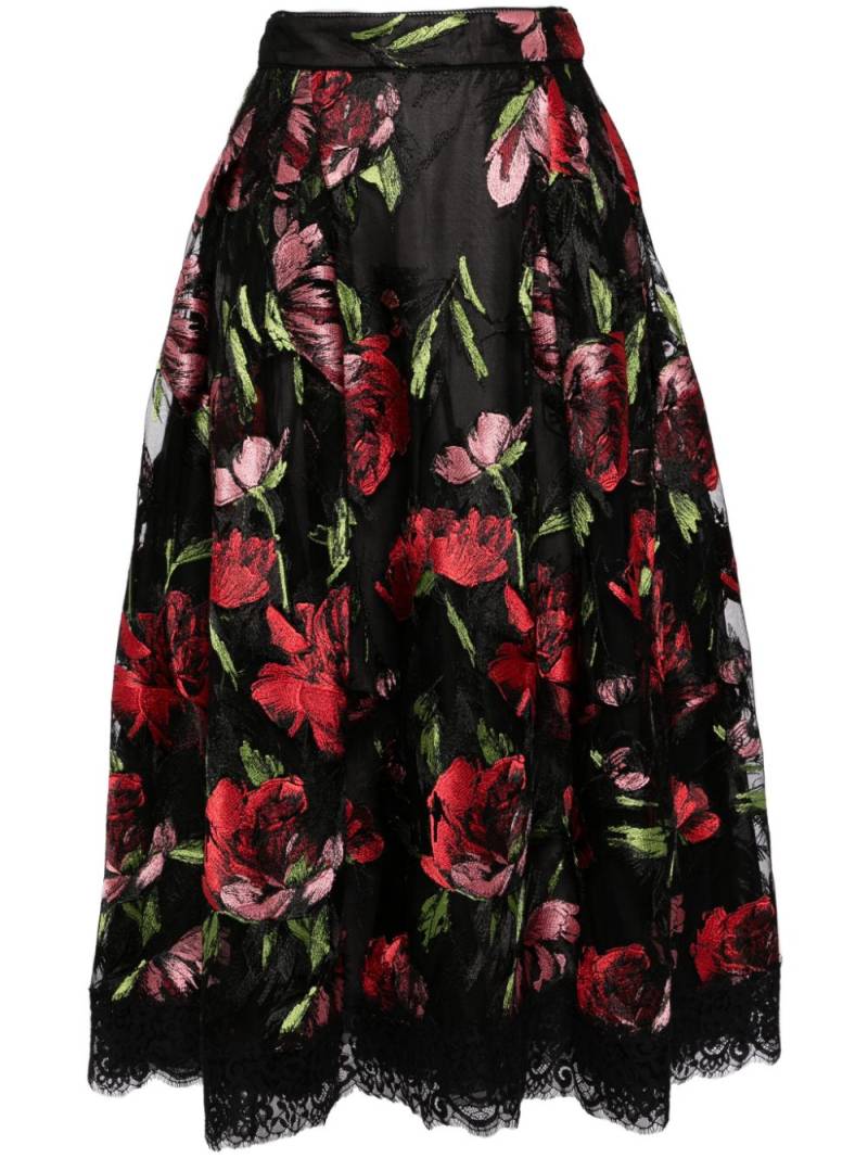 SHIATZY CHEN Libre collection electric-embroidered rose skirt - Black von SHIATZY CHEN