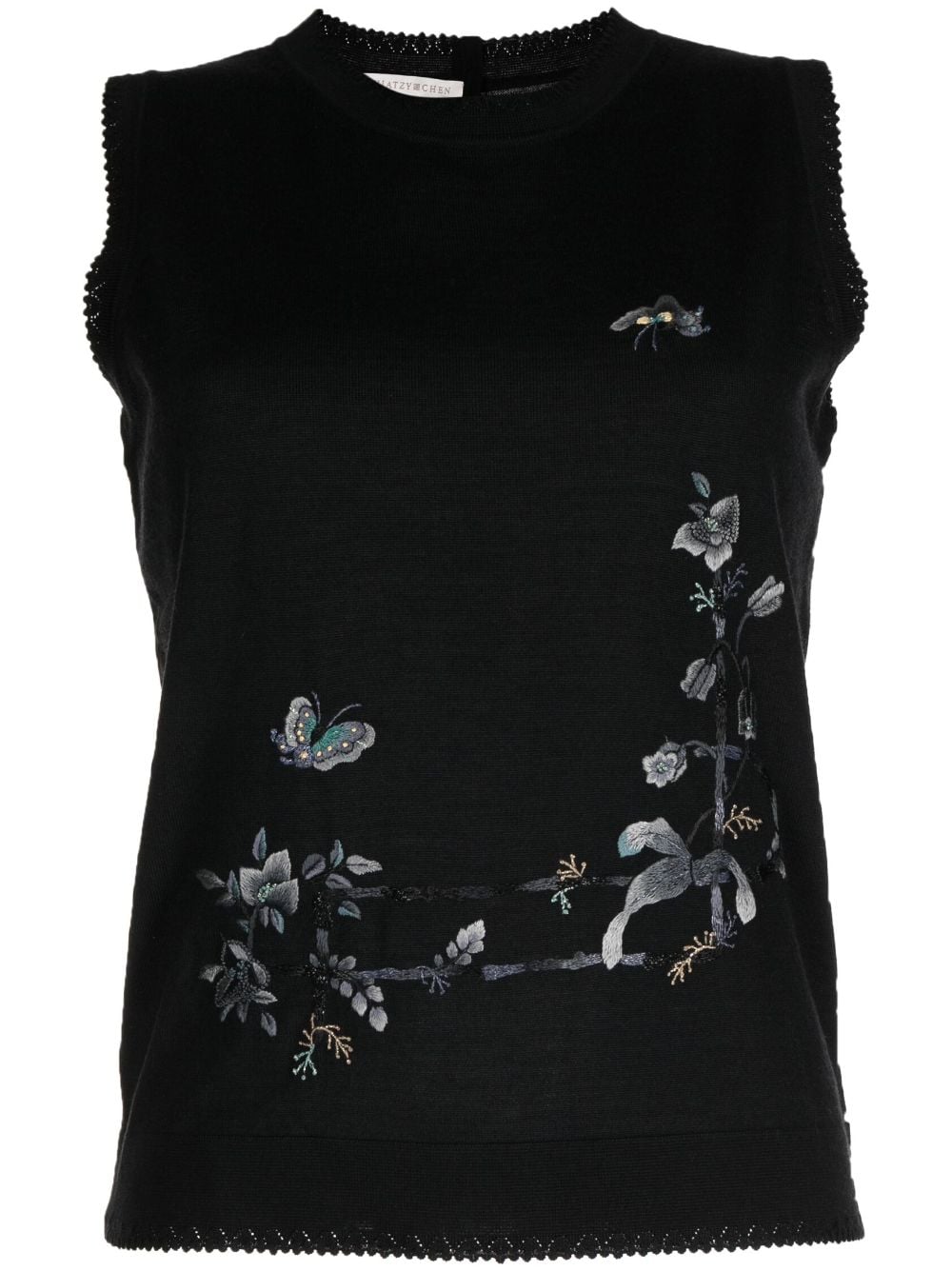 SHIATZY CHEN Renascent Collection floral-print top - Black von SHIATZY CHEN