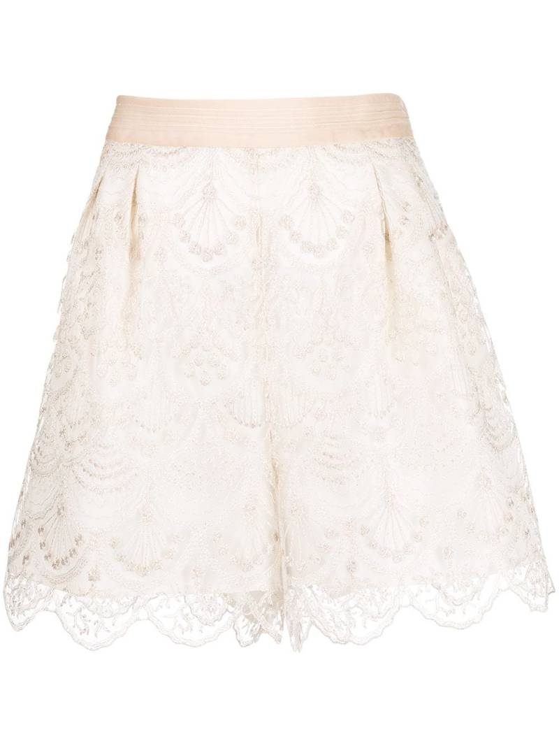 SHIATZY CHEN art-deco lace shorts - Neutrals von SHIATZY CHEN