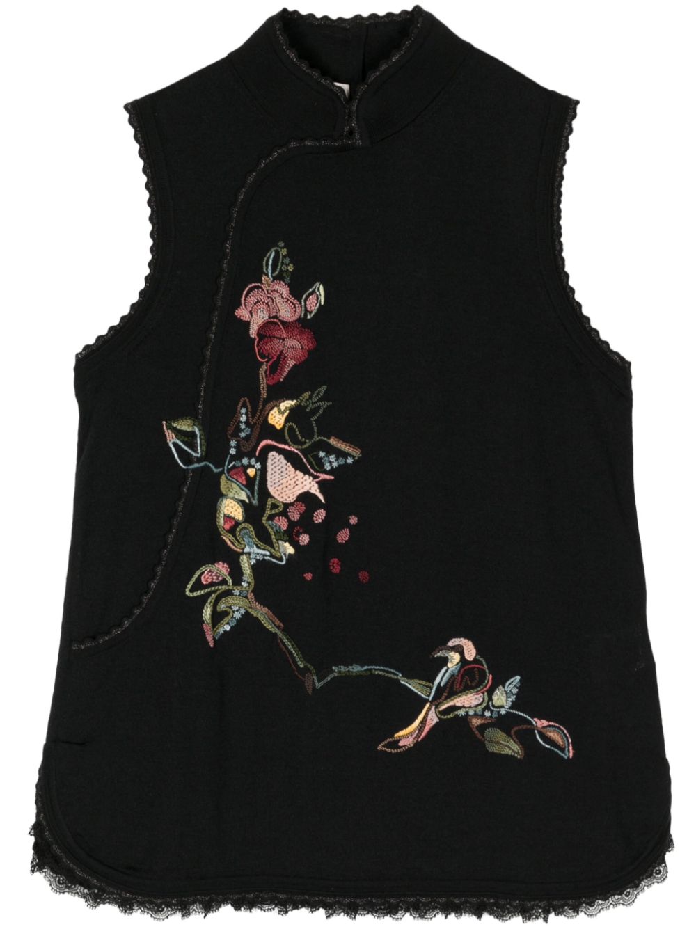 SHIATZY CHEN floral-embroidered knit vest - Black von SHIATZY CHEN