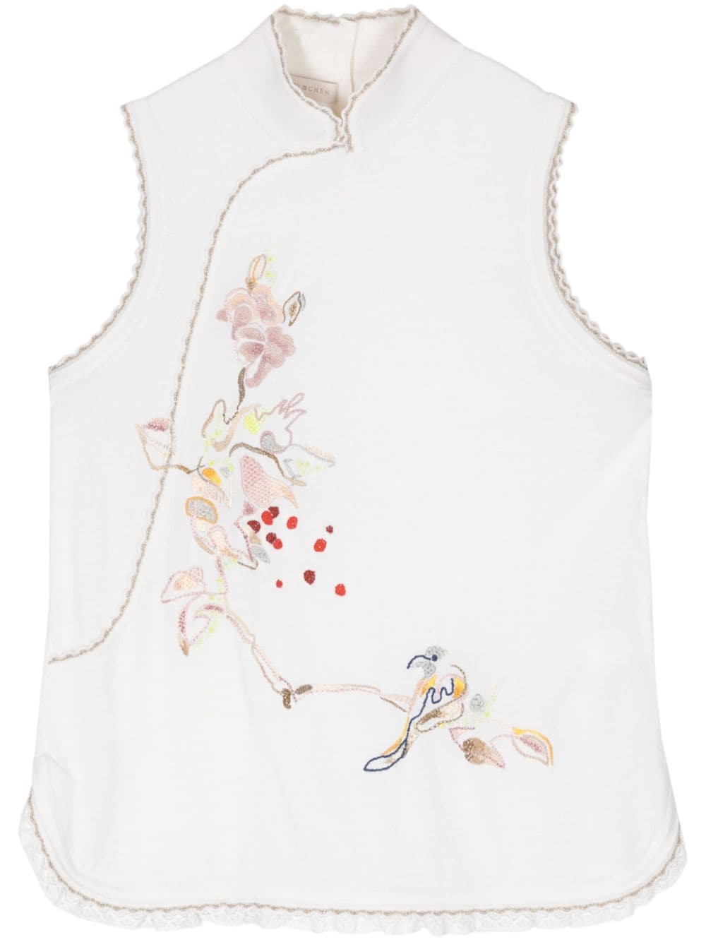 SHIATZY CHEN floral-embroidered knit vest - Neutrals von SHIATZY CHEN