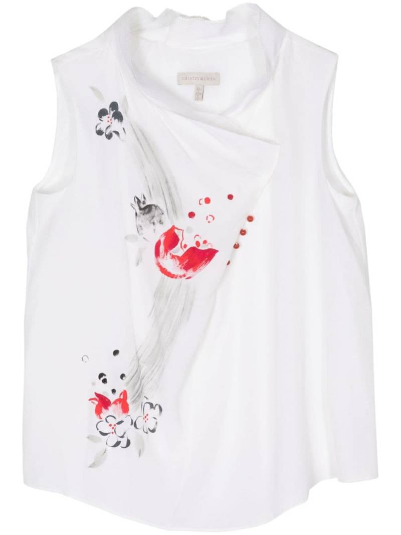 SHIATZY CHEN floral-print silk vest - White von SHIATZY CHEN