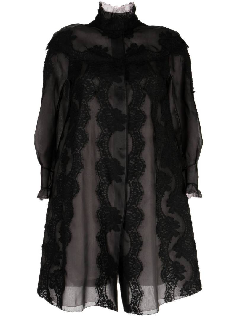 SHIATZY CHEN lace organza single-breasted coat - Black von SHIATZY CHEN