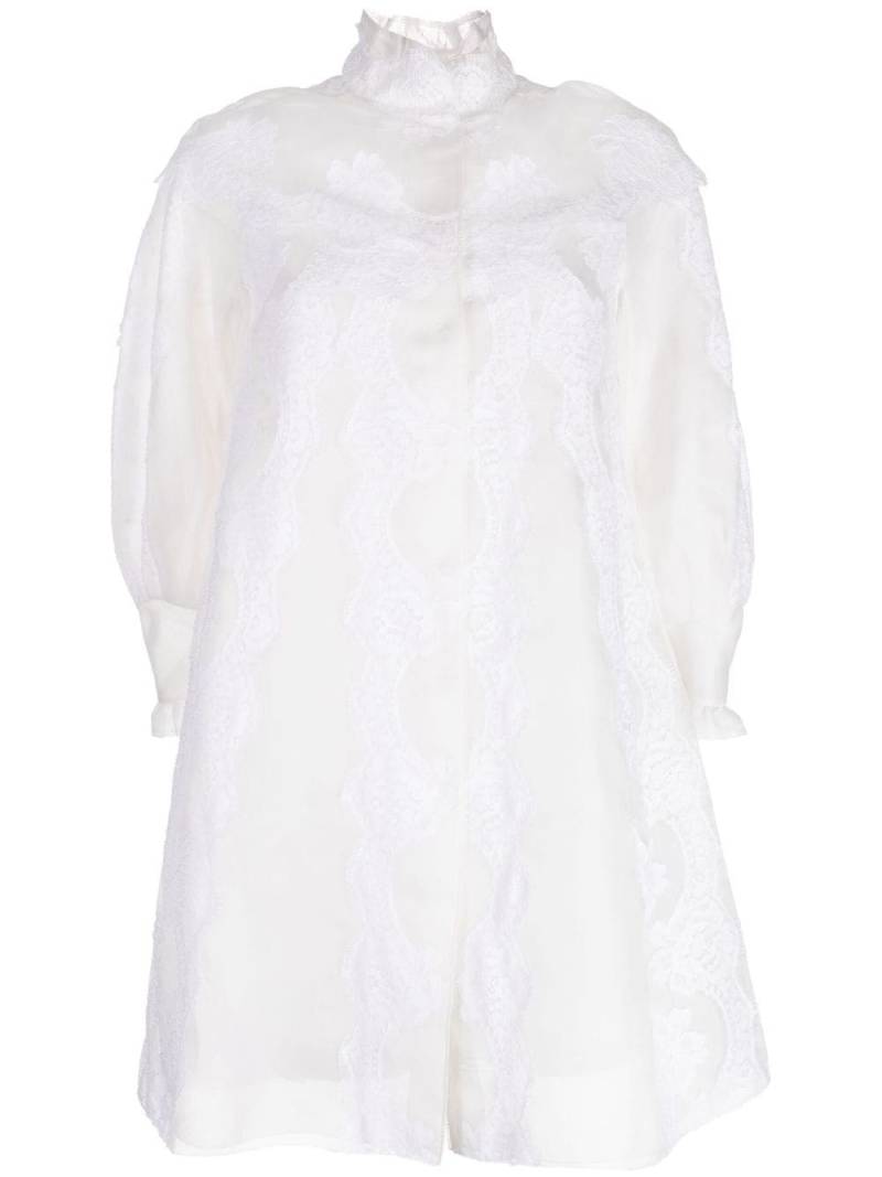 SHIATZY CHEN lace organza single-breasted coat - White von SHIATZY CHEN