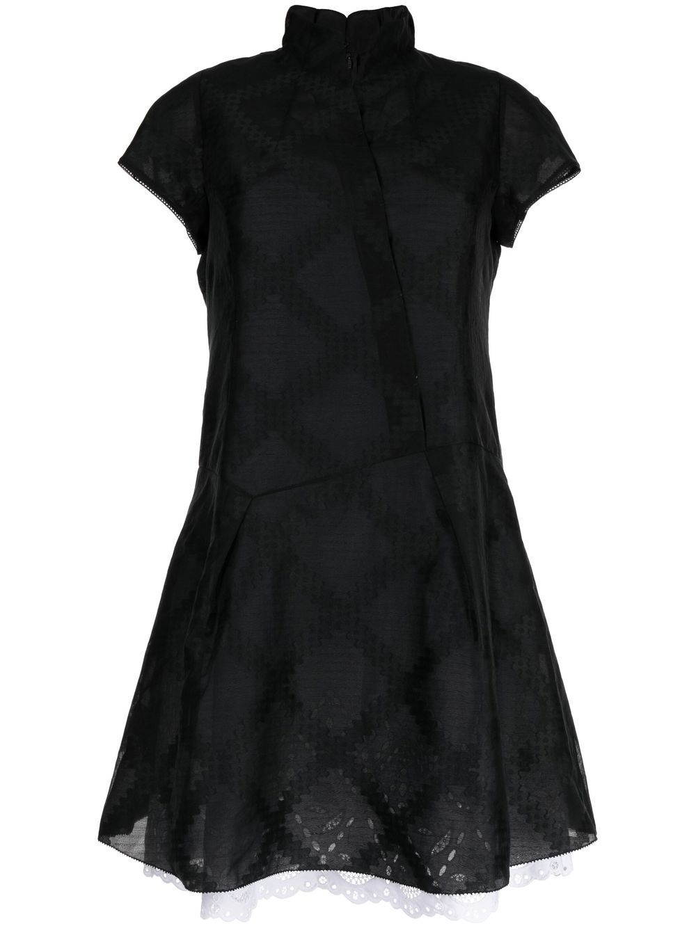 SHIATZY CHEN lace-underlay cotton dress - Black