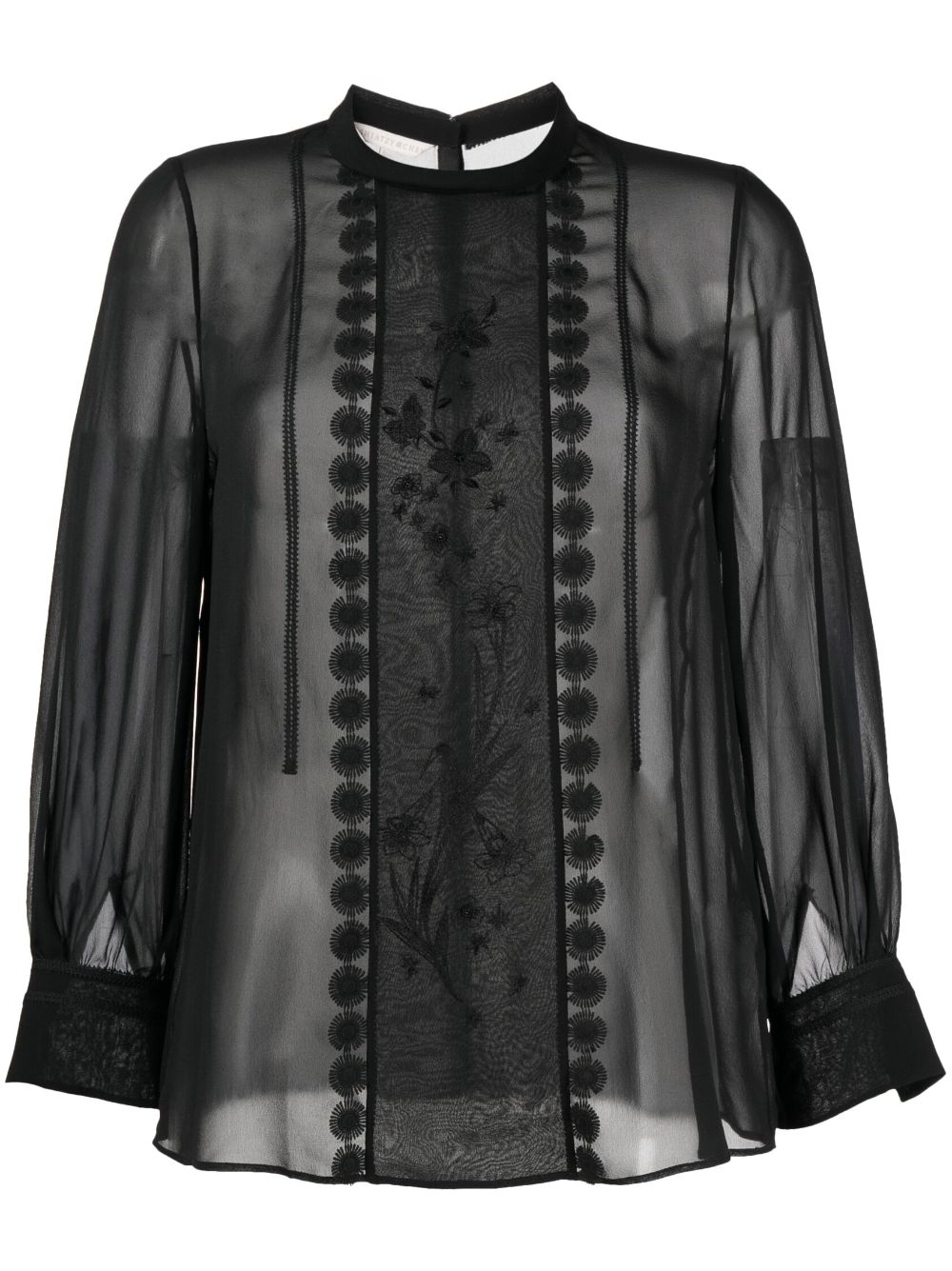 SHIATZY CHEN mulberry silk lace-appliqué shirt - Black von SHIATZY CHEN