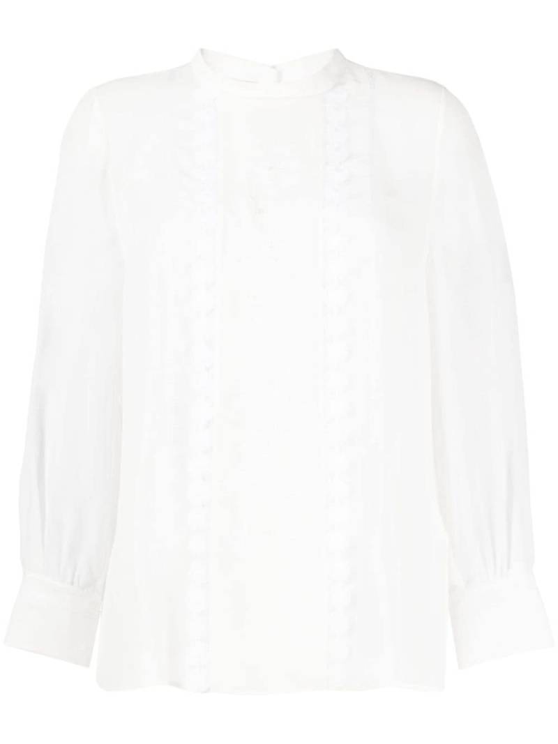 SHIATZY CHEN mulberry silk lace-appliqué shirt - White von SHIATZY CHEN