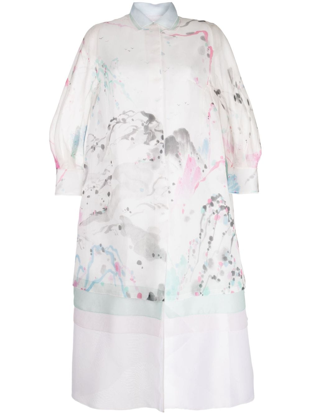 SHIATZY CHEN see-through printed silk coat - White von SHIATZY CHEN