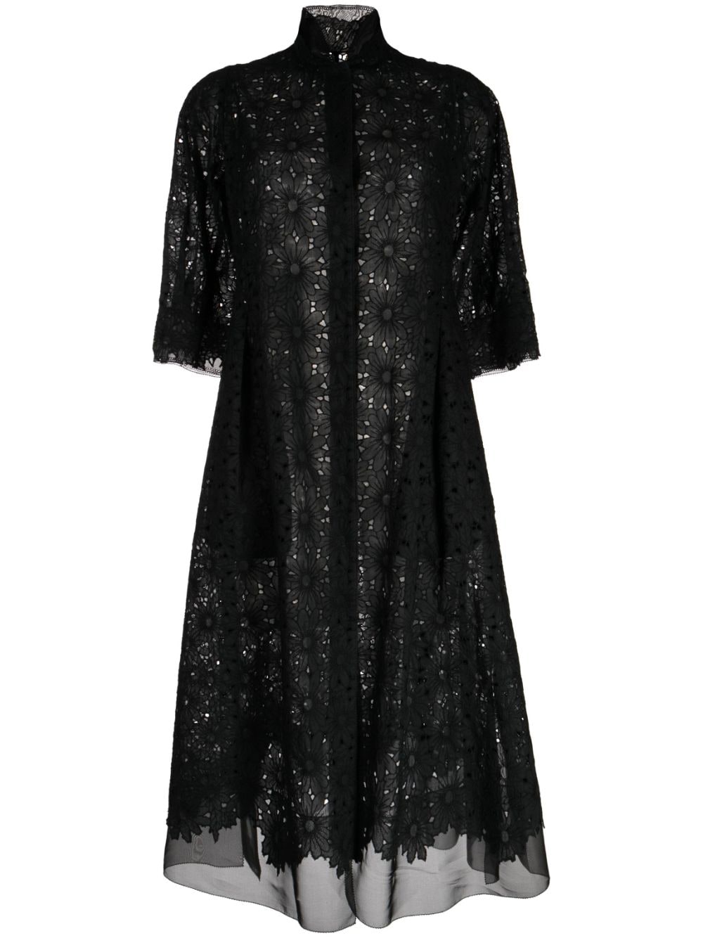 SHIATZY CHEN sheer-lace cotton long coat - Black von SHIATZY CHEN