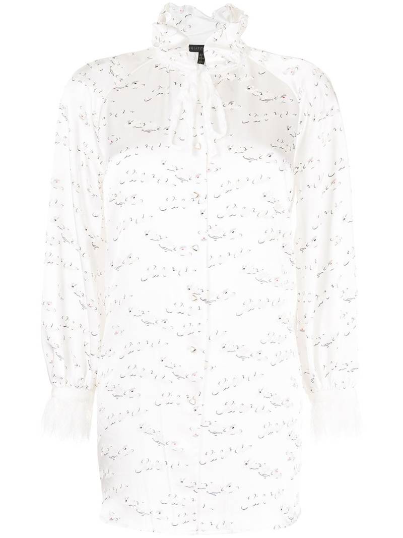 SHIATZY CHEN slogan print ruffle-neck shirt - White von SHIATZY CHEN