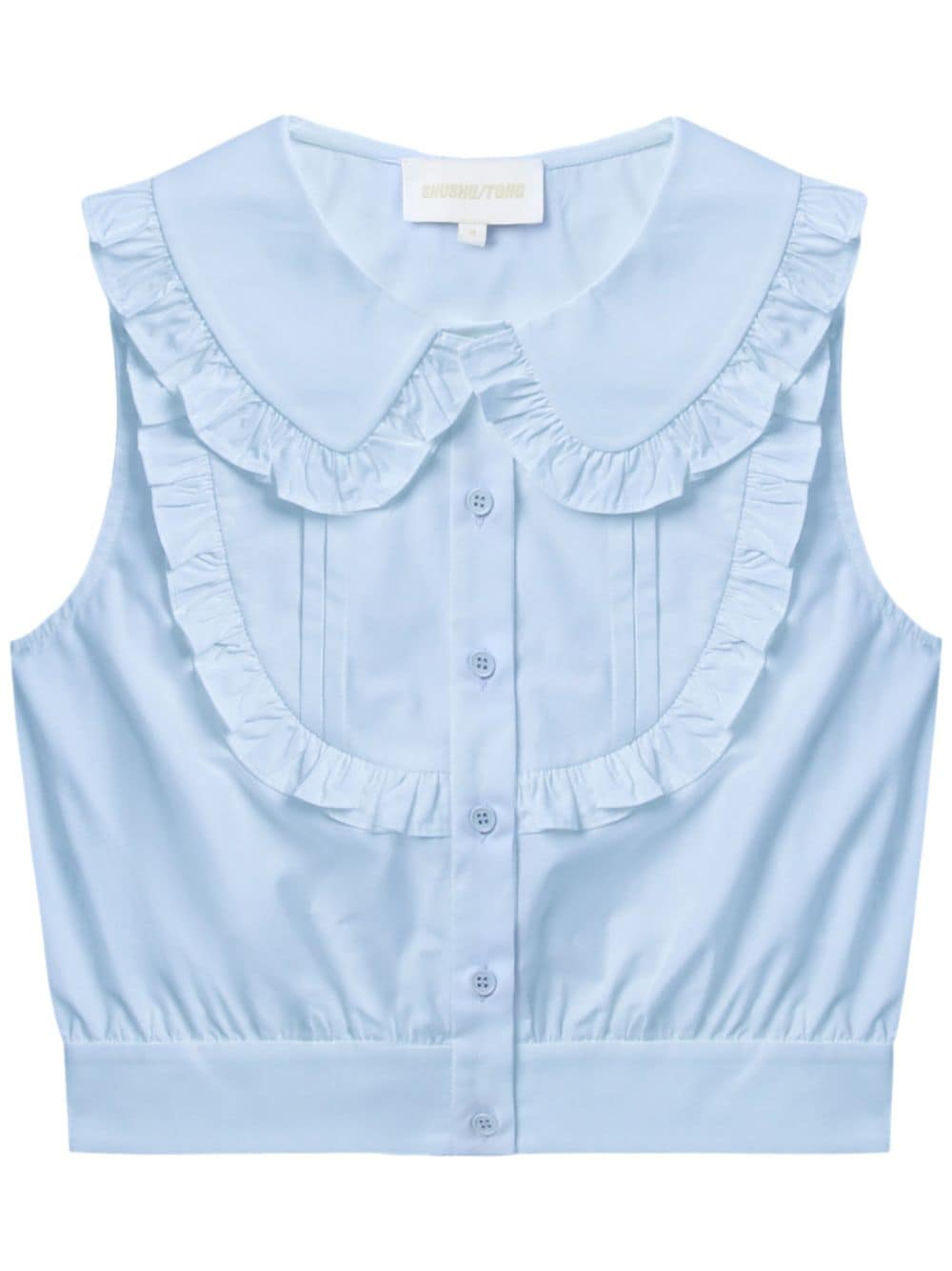 SHUSHU/TONG cotton cropped blouse - Blue von SHUSHU/TONG