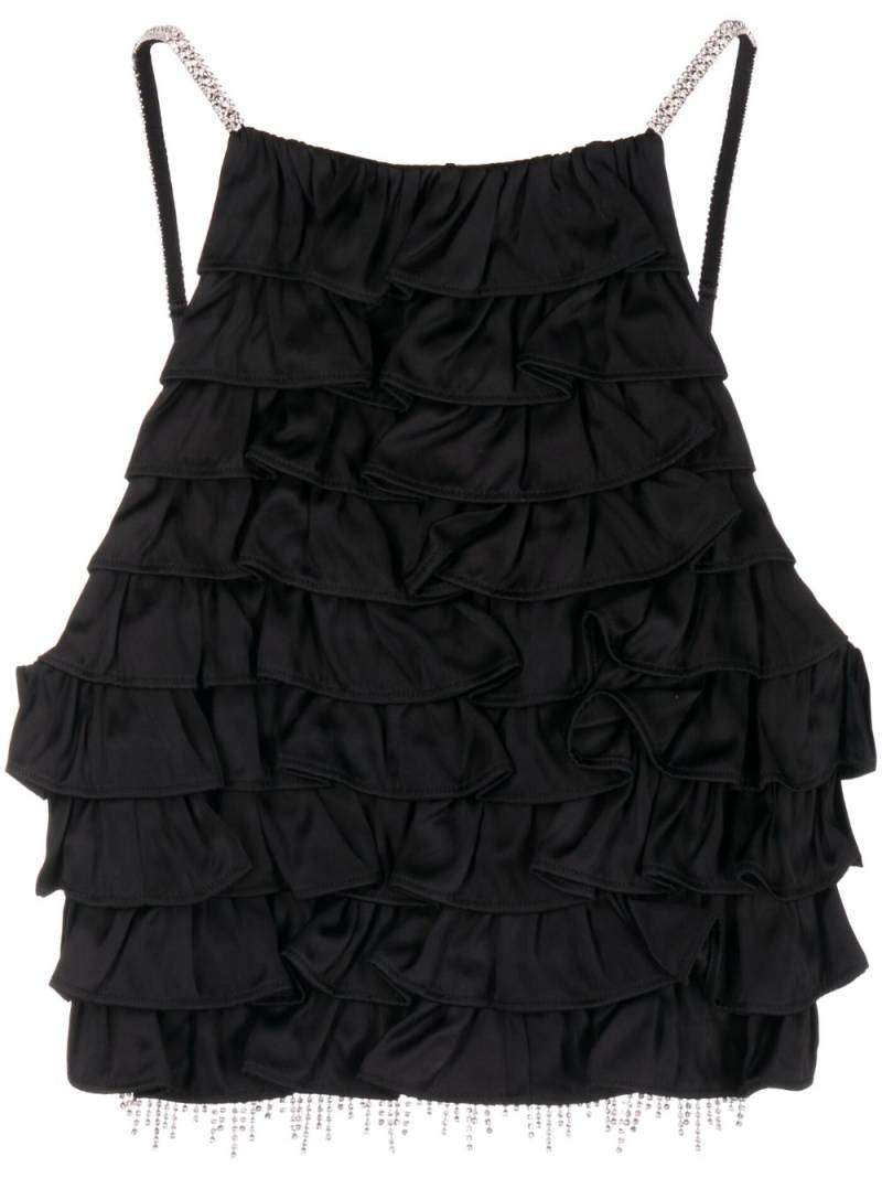 SHUSHU/TONG crystal-embellished tiered cropped top - Black von SHUSHU/TONG