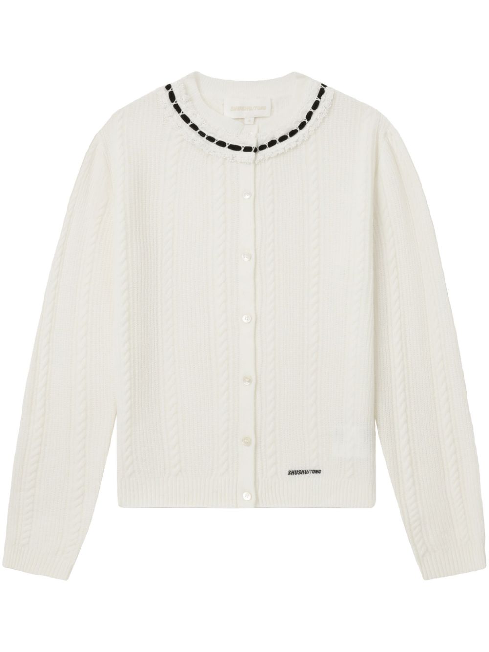 SHUSHU/TONG frayed-detail cardigan - White von SHUSHU/TONG