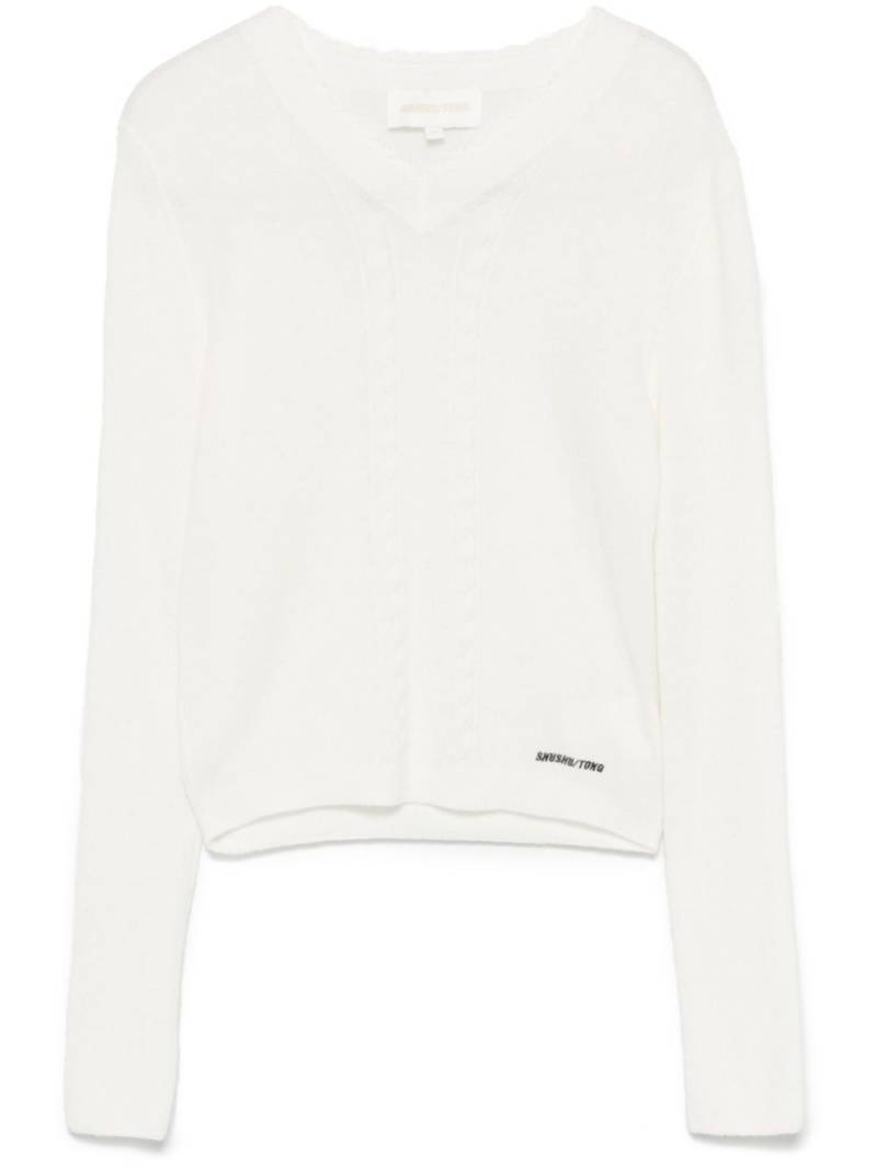 SHUSHU/TONG logo-embroidered sweater - White von SHUSHU/TONG