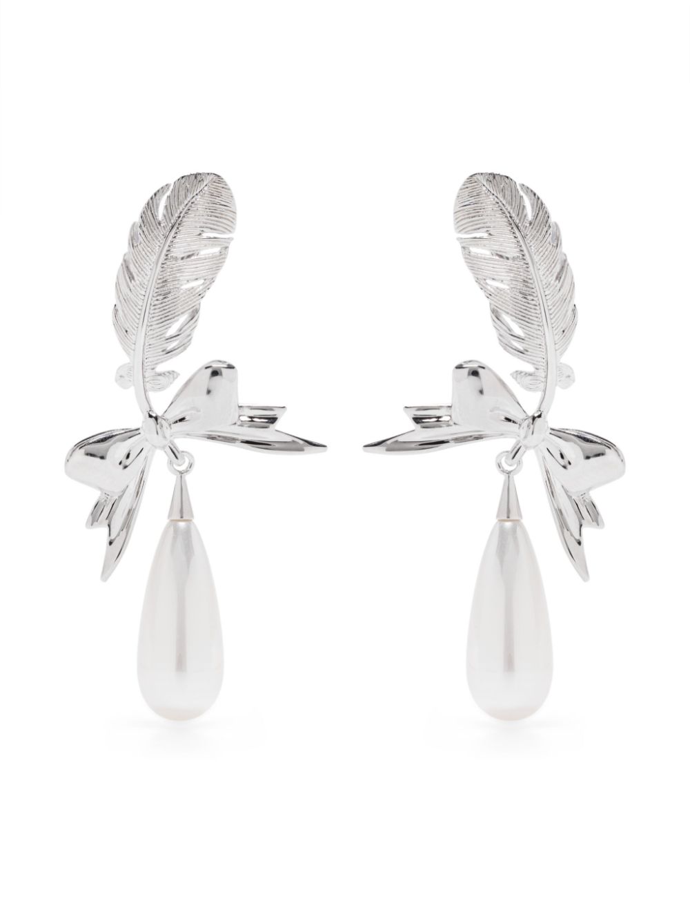 SHUSHU/TONG x YVMIN Teardrop Feather earrings - Silver von SHUSHU/TONG