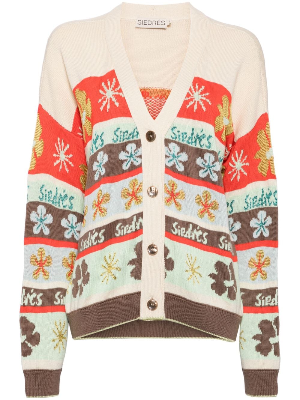 SIEDRES Amber intarsia-knit cotton cardigan - Neutrals von SIEDRES