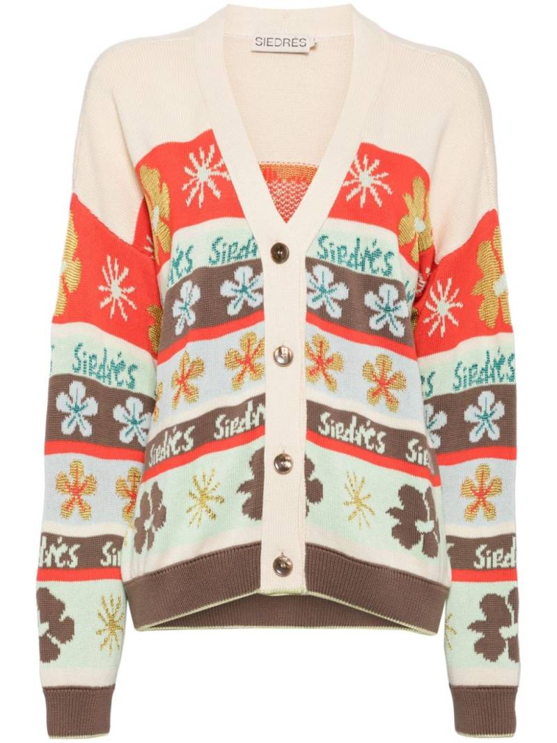 SIEDRES Amber intarsia-knit cotton cardigan - Neutrals von SIEDRES