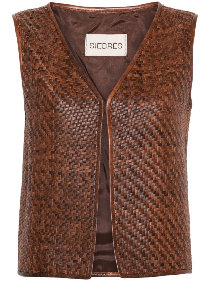 SIEDRES Enty leather gilet - Brown von SIEDRES