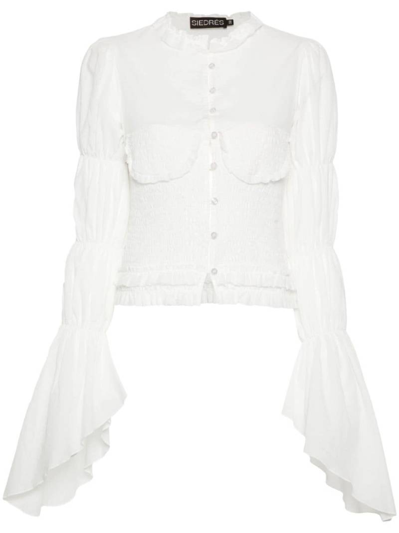 SIEDRES Melly smocked blouse - White von SIEDRES