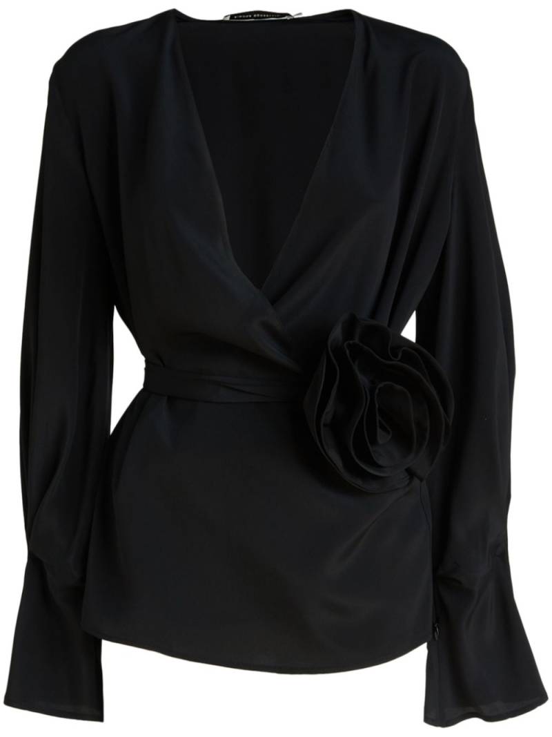 SIMONA CORSELLINI floral-appliqué blouse - Black von SIMONA CORSELLINI