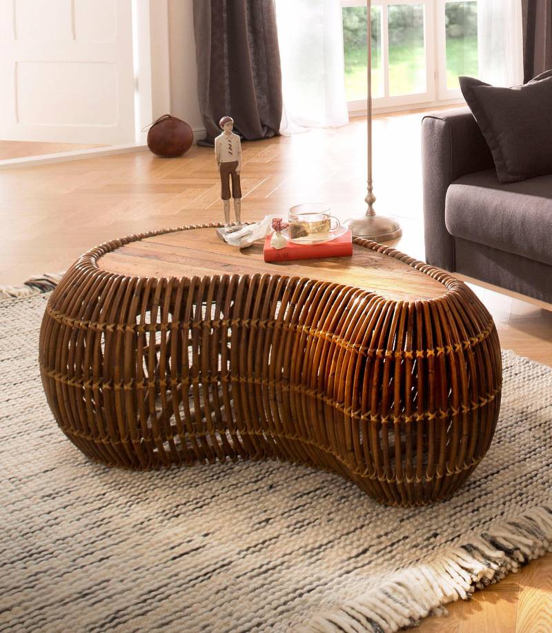 SIT Couchtisch »Rattan Vintage«, 120/80 cm in Nierenform, Shabby Chic, Vintage von SIT