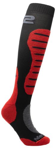 SIXS Lange Socken MOT2 MERINOS - schwarz-rot (Grösse: 36/39) von SIXS