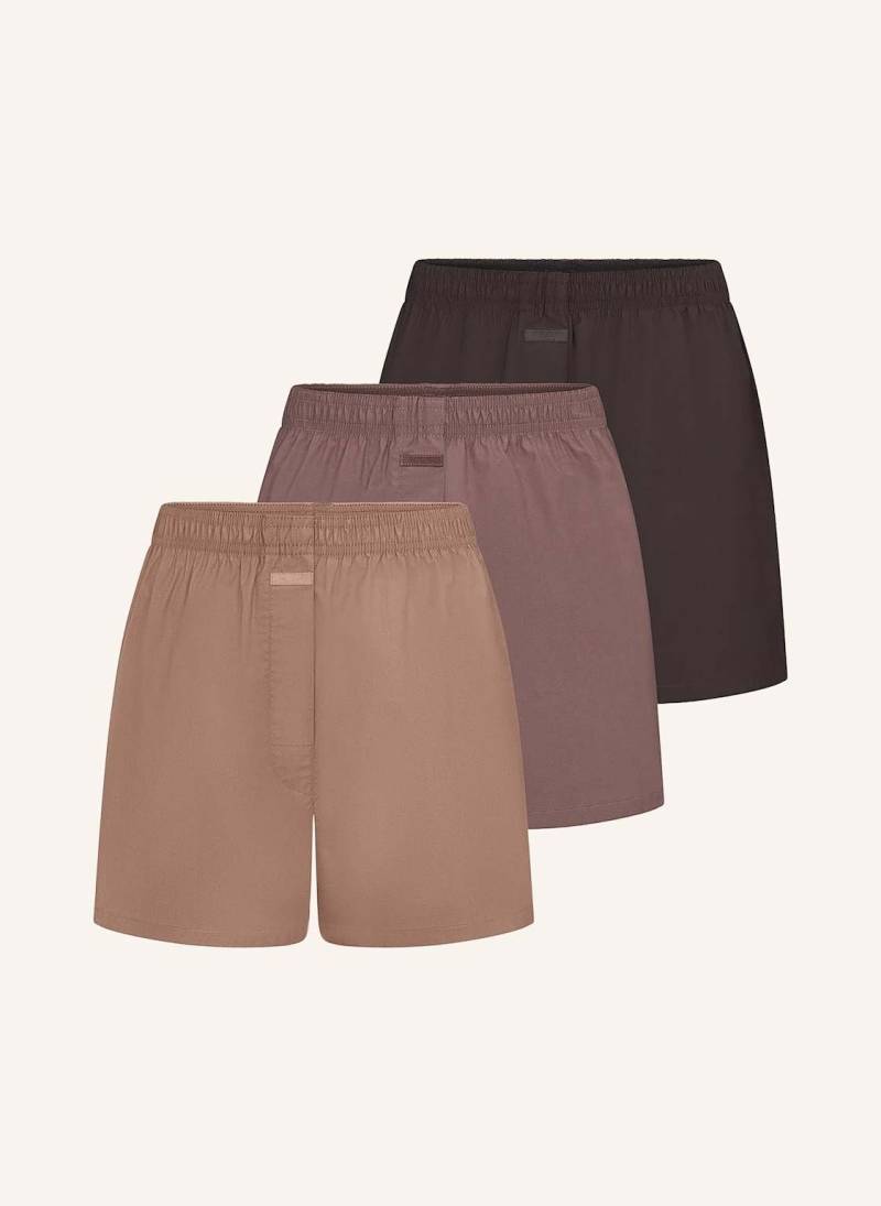 Skims 3er-Pack Boxershorts Cotton Poplin braun von SKIMS