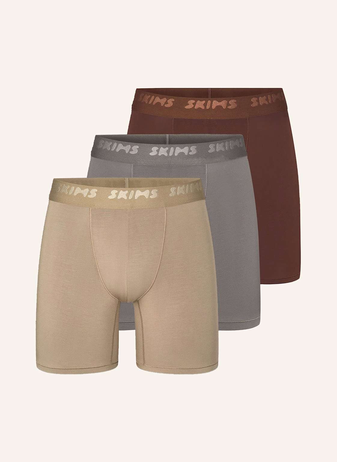 Skims 3er-Pack Boxershorts Skims Stretch braun von SKIMS