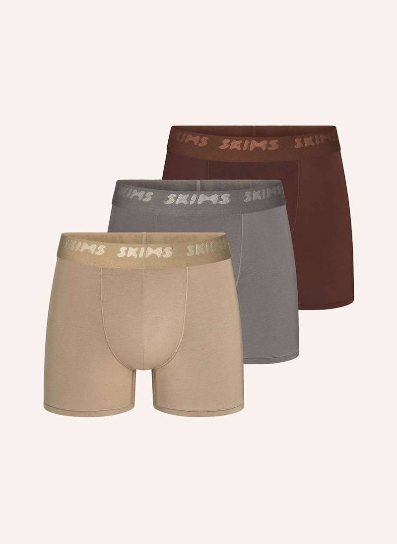 Skims 3er-Pack Boxershorts Skims Stretch braun von SKIMS