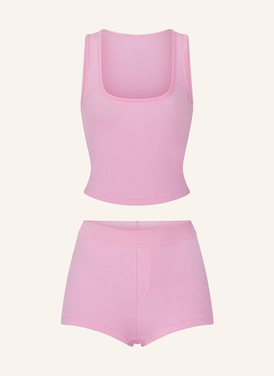 Skims Shorty-Schlafanzug Pointelle rosa von SKIMS