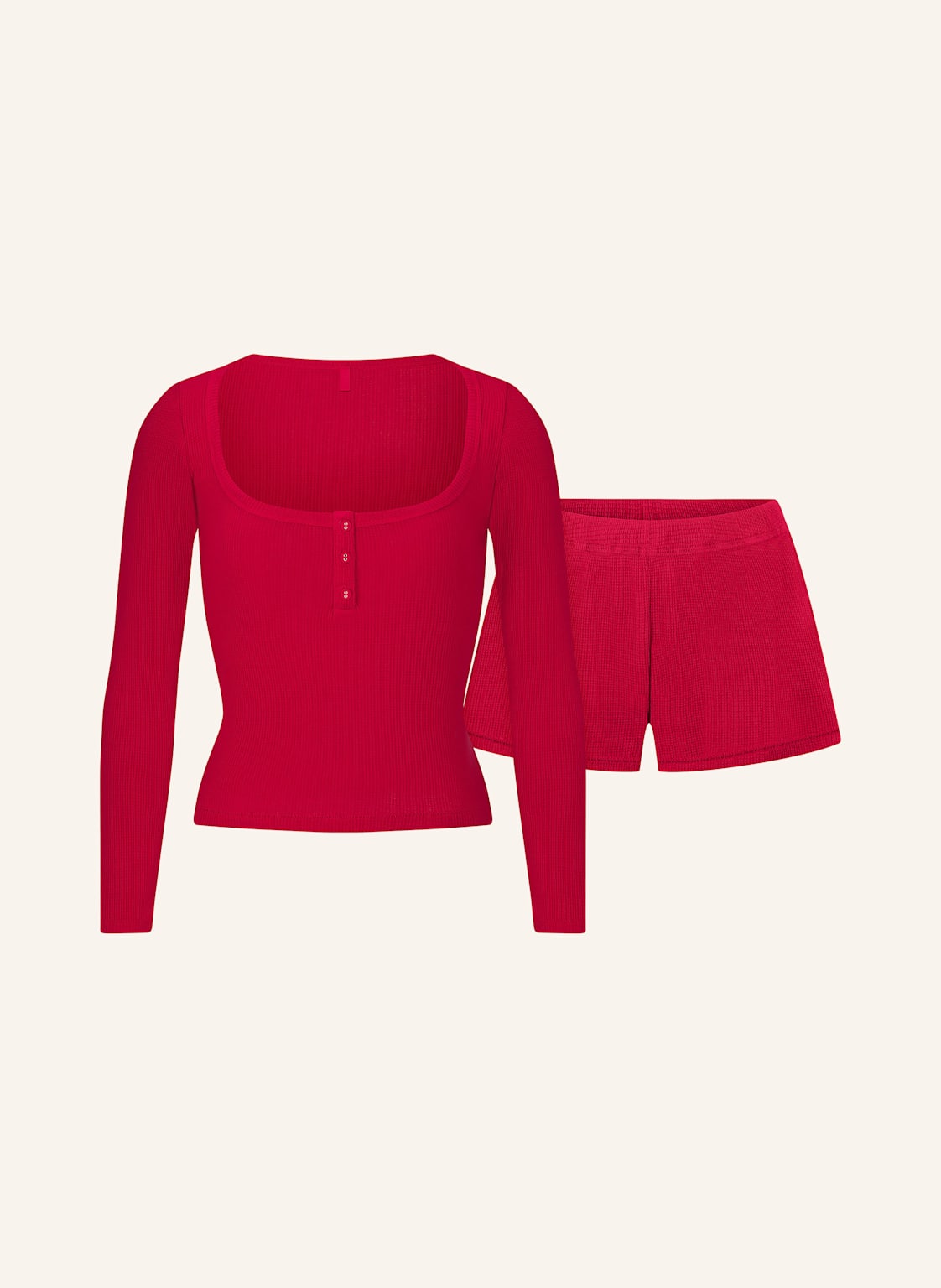 Skims Shorty-Schlafanzug Waffle Sleep rot Skims Shorty-Schlafanzug Waffle Sleep rot von SKIMS