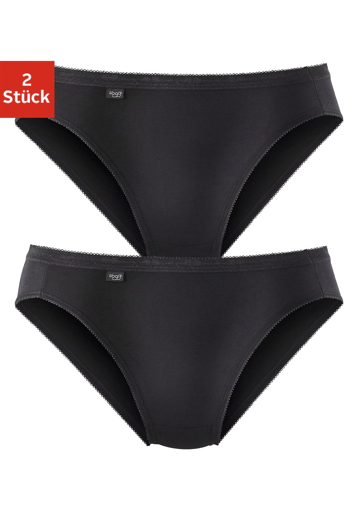 sloggi Jazz-Pants Slips »Basic+ Tai 2P«, (Packung, 2 St.), mit elastischer Mäusezähnchenkante von sloggi