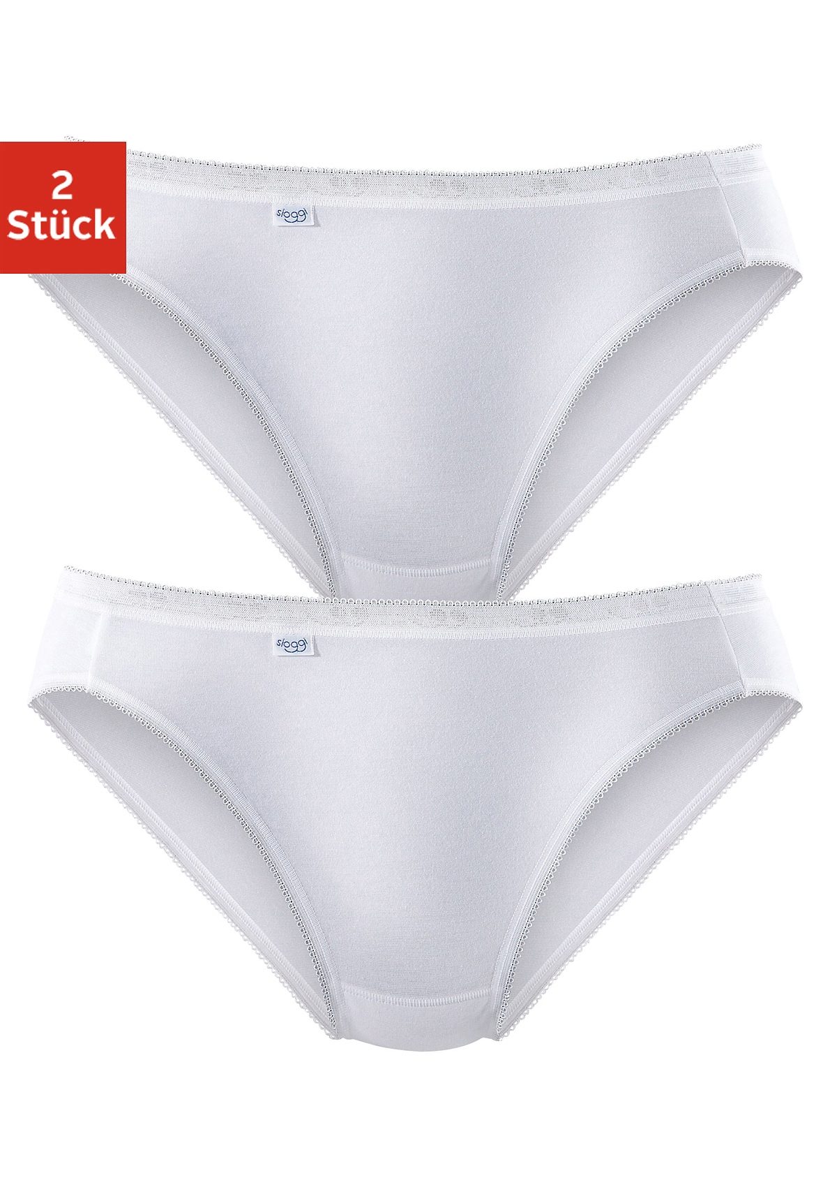 sloggi Jazz-Pants Slips »Basic+ Tai 2P«, (Packung, 2 St.), mit elastischer Mäusezähnchenkante von sloggi