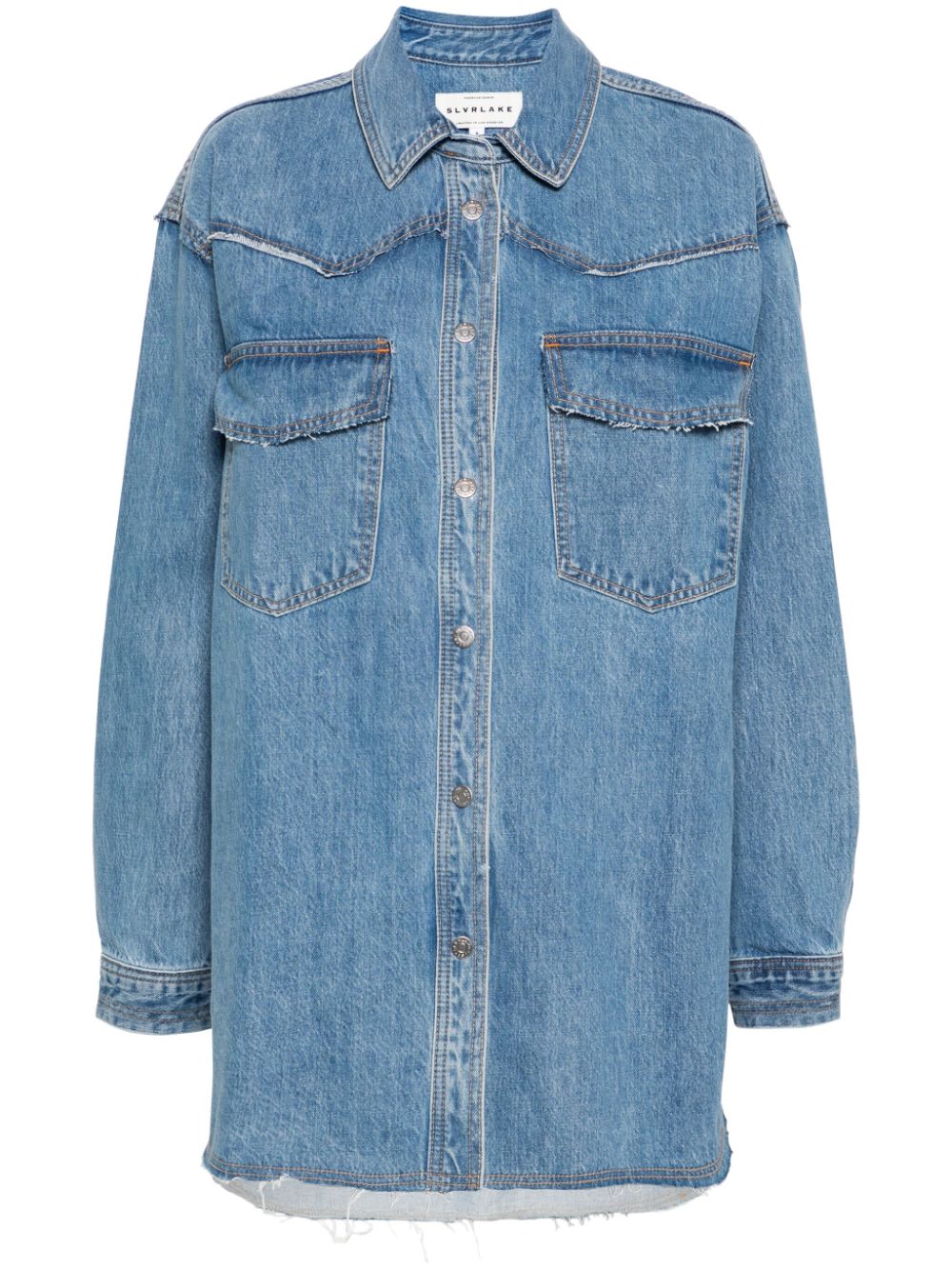 SLVRLAKE Western raw-cut denim overshirt - Blue von SLVRLAKE