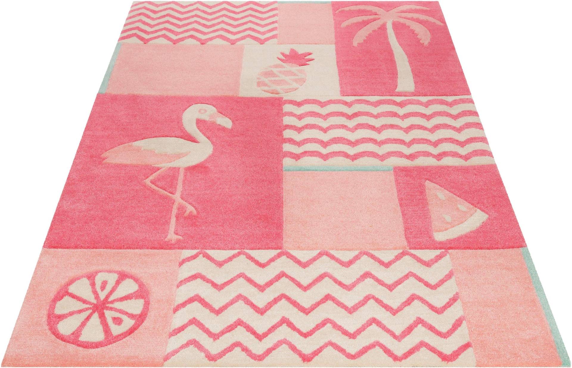 SMART KIDS Kinderteppich »Fruity Flamingo«, rechteckig, Flamingos Palmen, Konturenschnitt von SMART KIDS