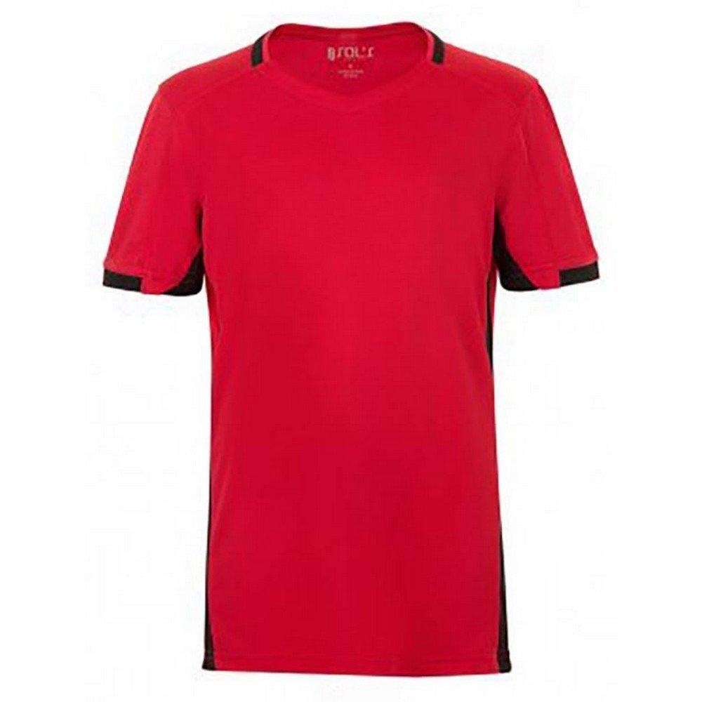 Classico Kontrast Kurzarm Fußball Tshirt Jungen Rot Bunt 116 von SOLS