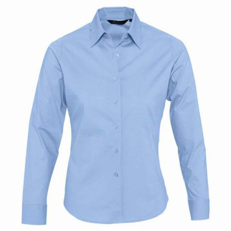 Eden Bluse Arbeitsbluse, Langarm Damen Himmelblau M von SOLS