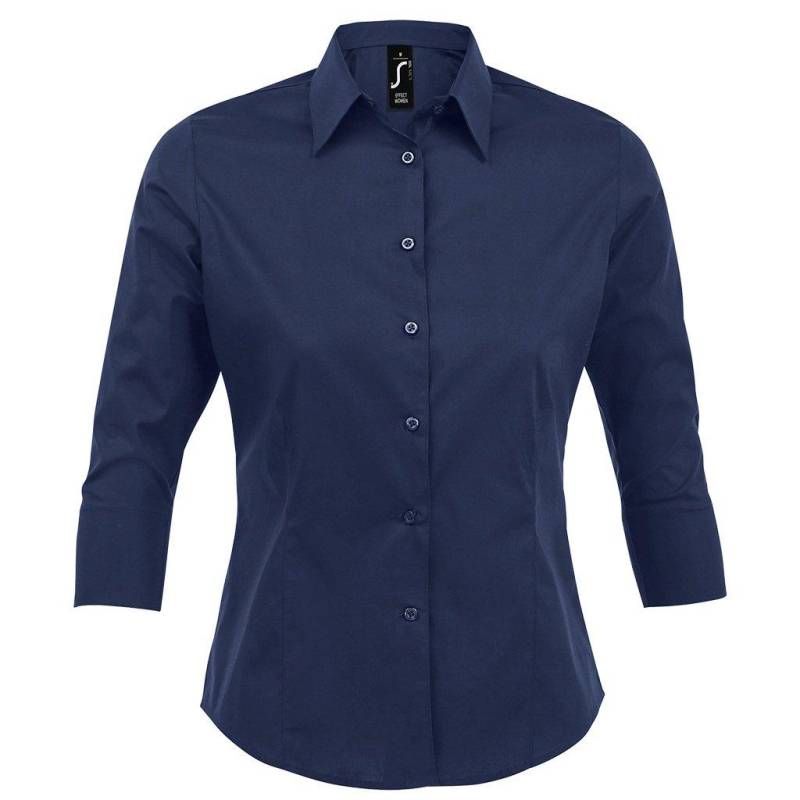 Effect Bluse Arbeitsbluse, 34ärmel Damen Dunkelblau L von SOLS