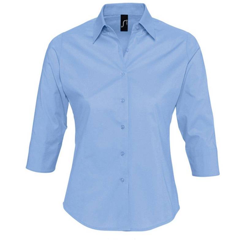 Effect Bluse Arbeitsbluse, 34ärmel Damen Himmelblau XS von SOLS