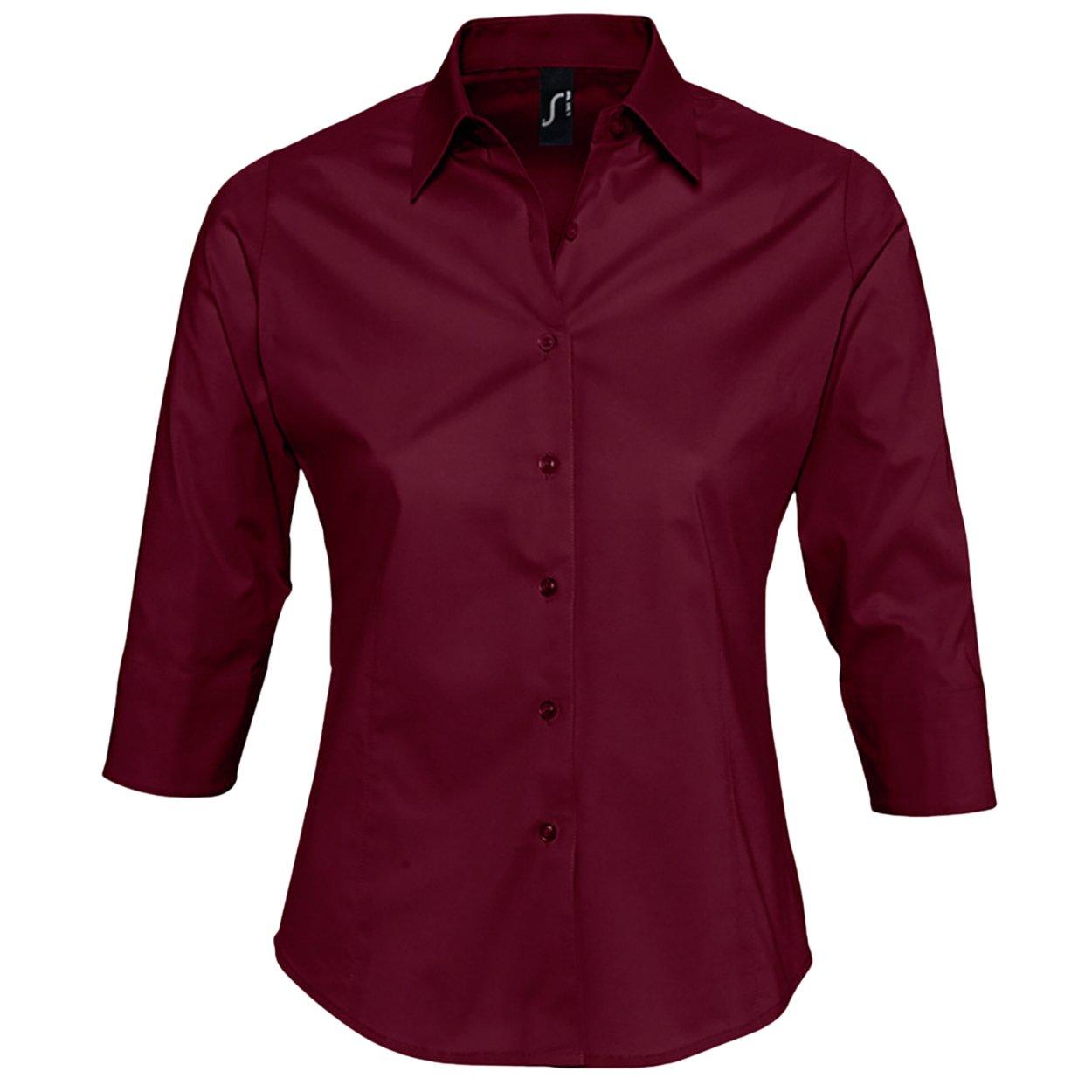 SOLS - Effect Bluse Arbeitsbluse, 34Ärmel, für Damen, Weinrot, Größe M von SOLS