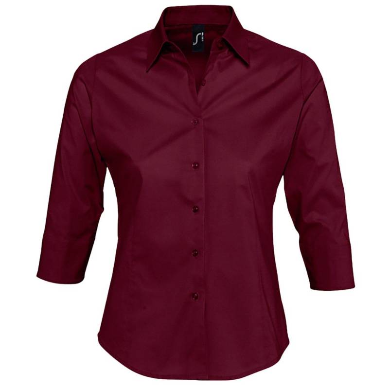 Effect Bluse Arbeitsbluse, 34ärmel Damen Weinrot XL von SOLS