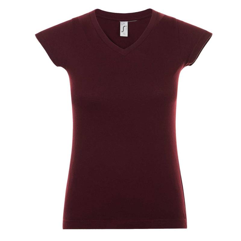 Moon Tshirt, Kurzarm, Vausschnitt Damen Bordeaux 3XL von SOLS