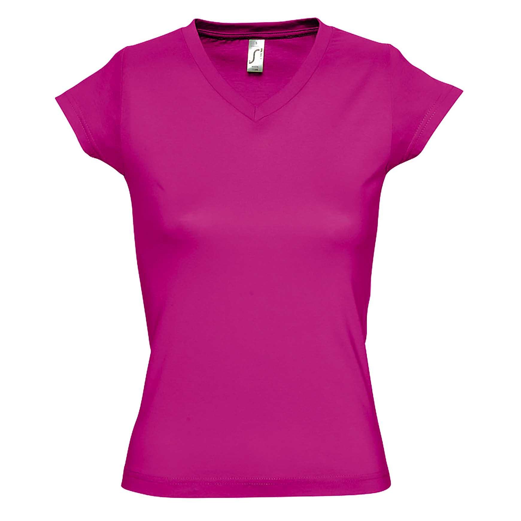 Moon Tshirt, Kurzarm, Vausschnitt Damen Fuchsia M von SOLS