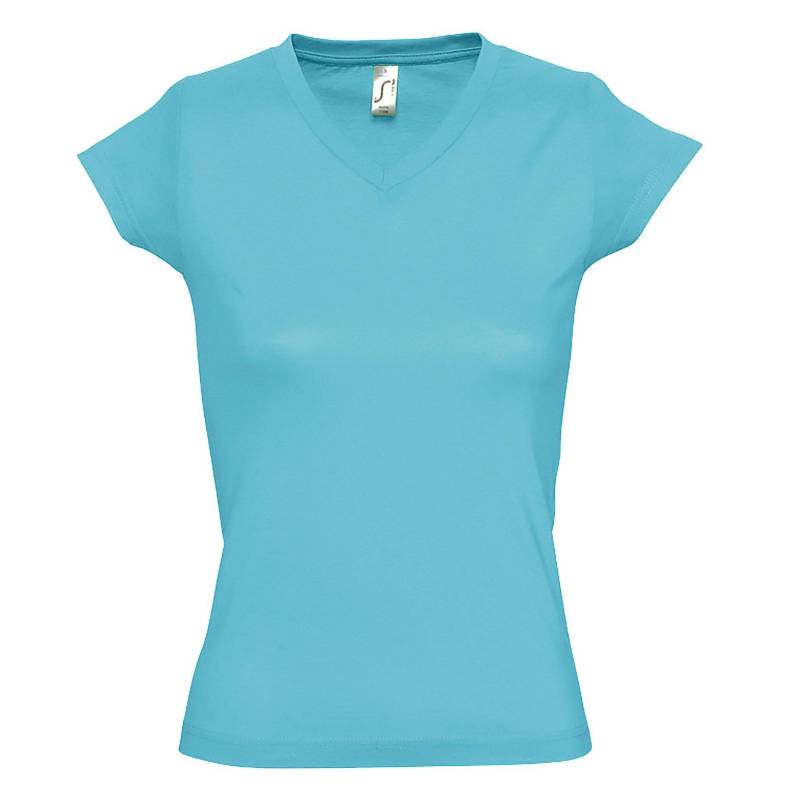 Moon Tshirt, Kurzarm, Vausschnitt Damen Hellblau M von SOLS