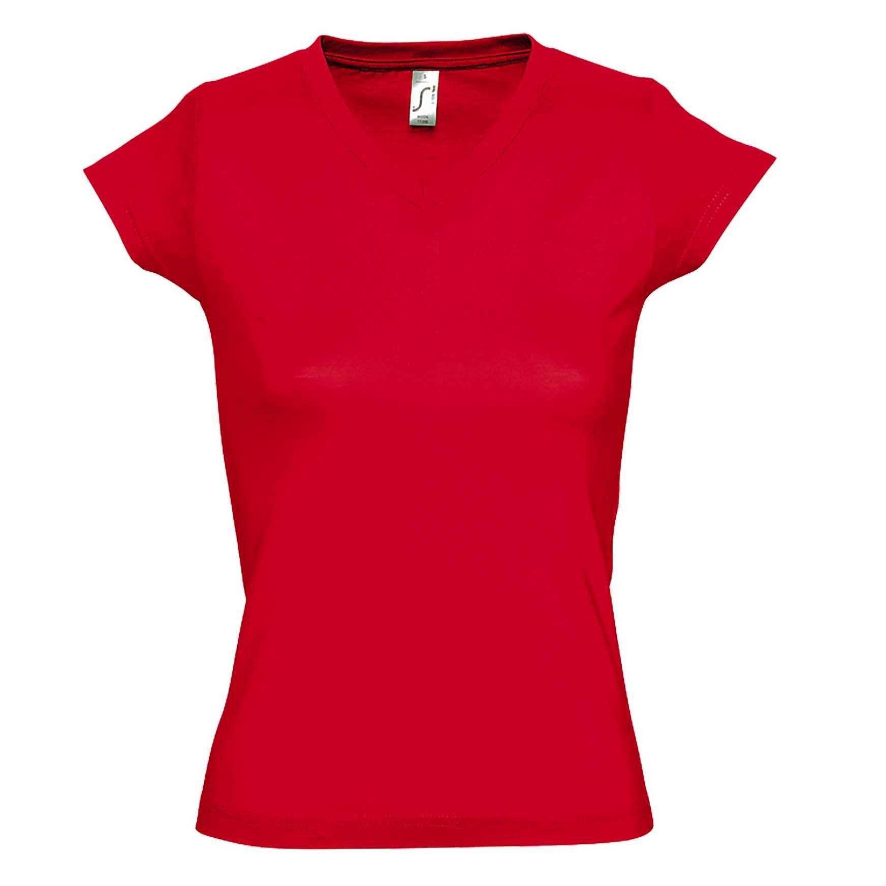 Moon Tshirt, Kurzarm, Vausschnitt Damen Rot Bunt M von SOLS