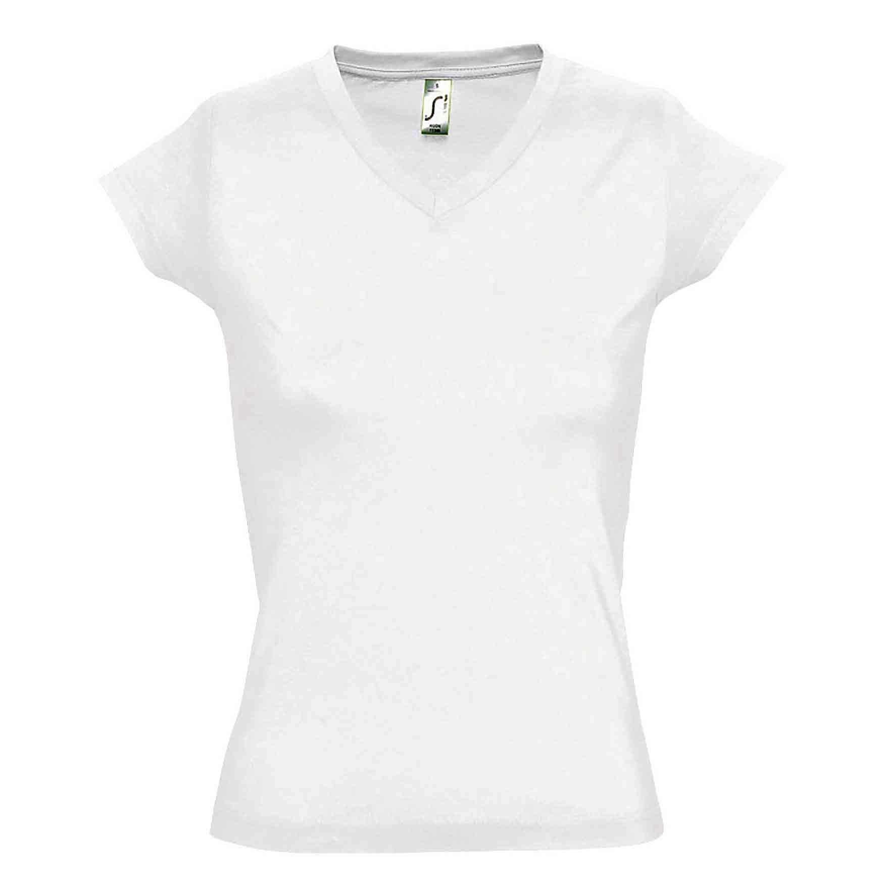 Moon Tshirt, Kurzarm, Vausschnitt Damen Weiss L von SOLS