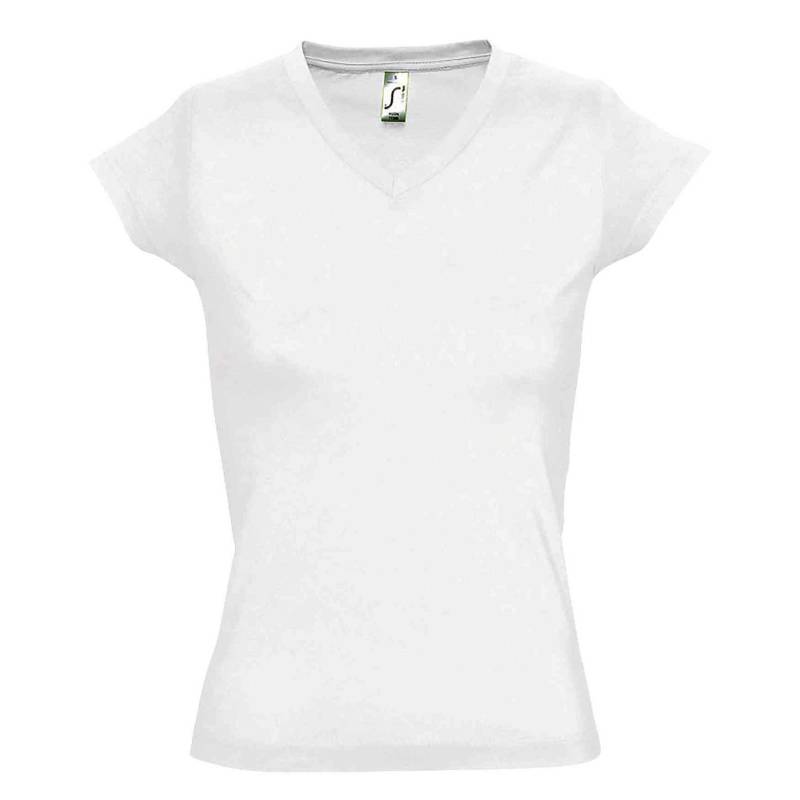 Moon Tshirt, Kurzarm, Vausschnitt Damen Weiss L von SOLS