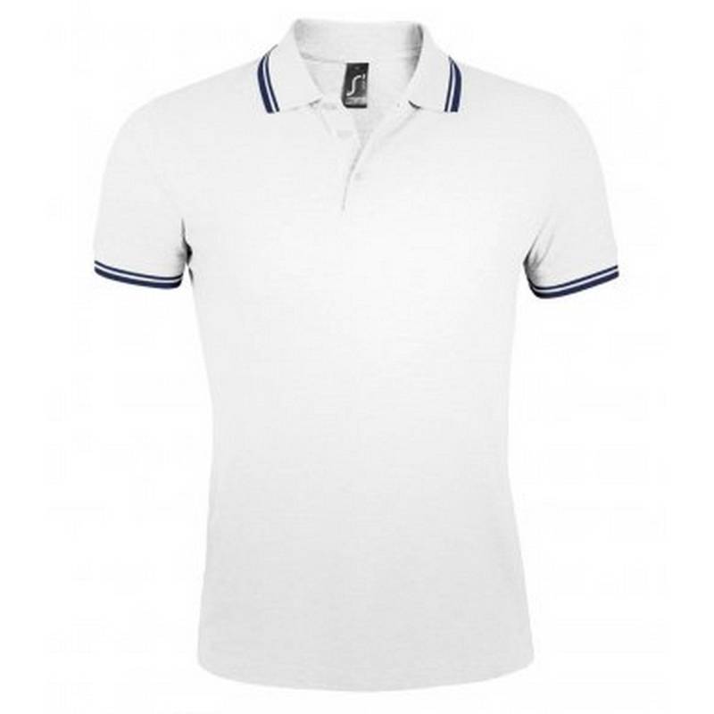 Pasadena Tipped Kurzarm Pique Polo Herren Weiss 3XL von SOLS