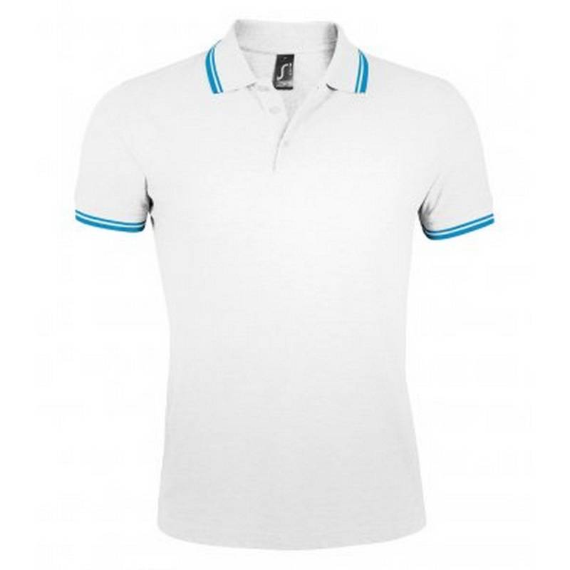 Pasadena Tipped Kurzarm Pique Polo Herren Weiss 3XL von SOLS