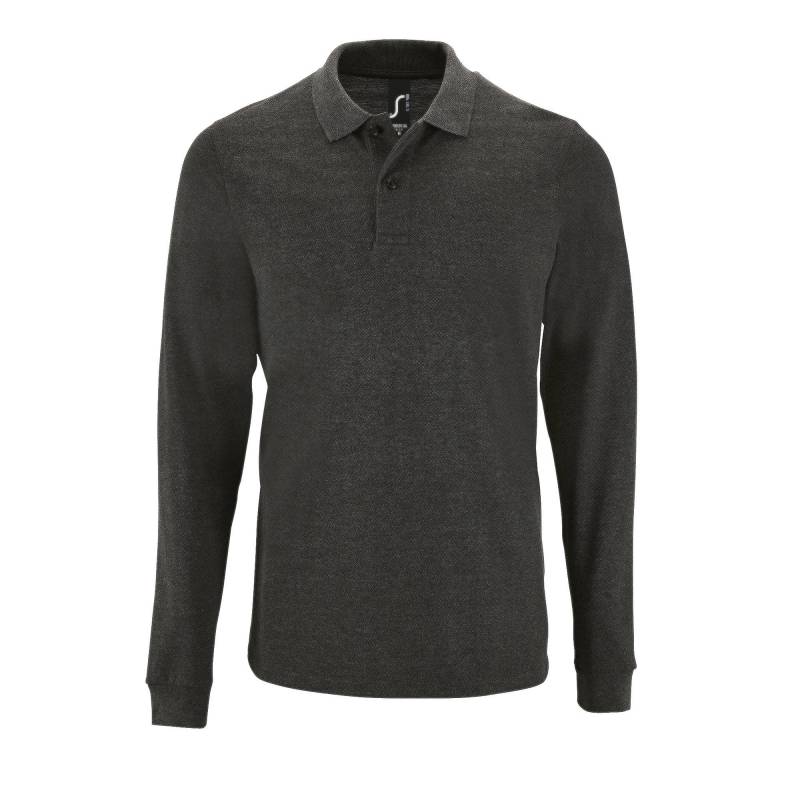 Perfect Langarm Pique Polohemd Herren Charcoal Black S von SOLS